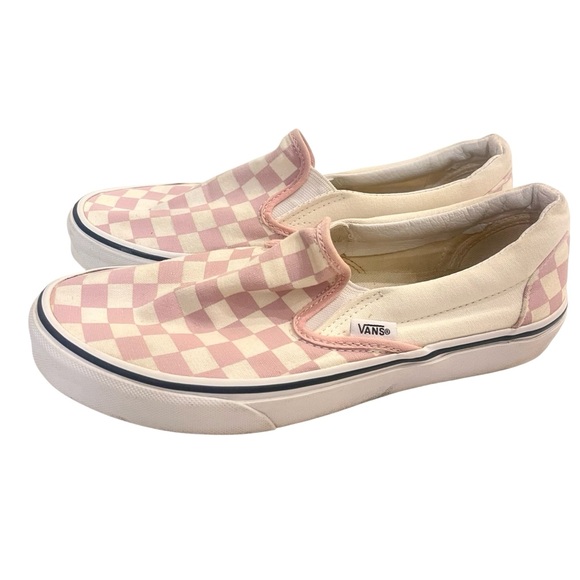 Vans Classic Zephyr Pink and White Checkered Slip-Ons Sneakers Shoes - Picture 2 of 8